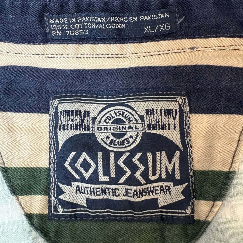 Coliseum vintage Brush-popper Men's size XL Striped Shirt - Blue and Green - Picture 2 of 8